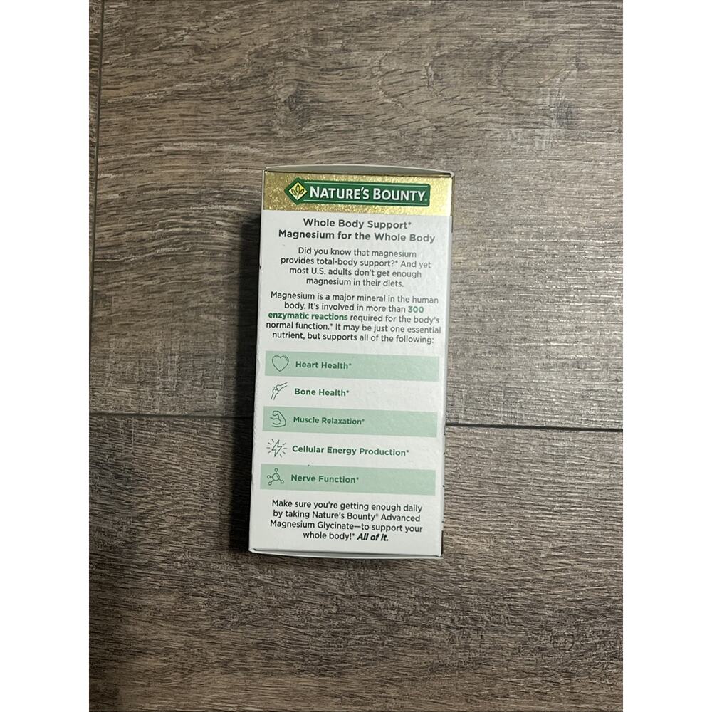 Natures Bounty 360mg Advanced MAGNESIUM GLYCINATE 90 cap High Absorption 02/2028 - Picture 2 of 5
